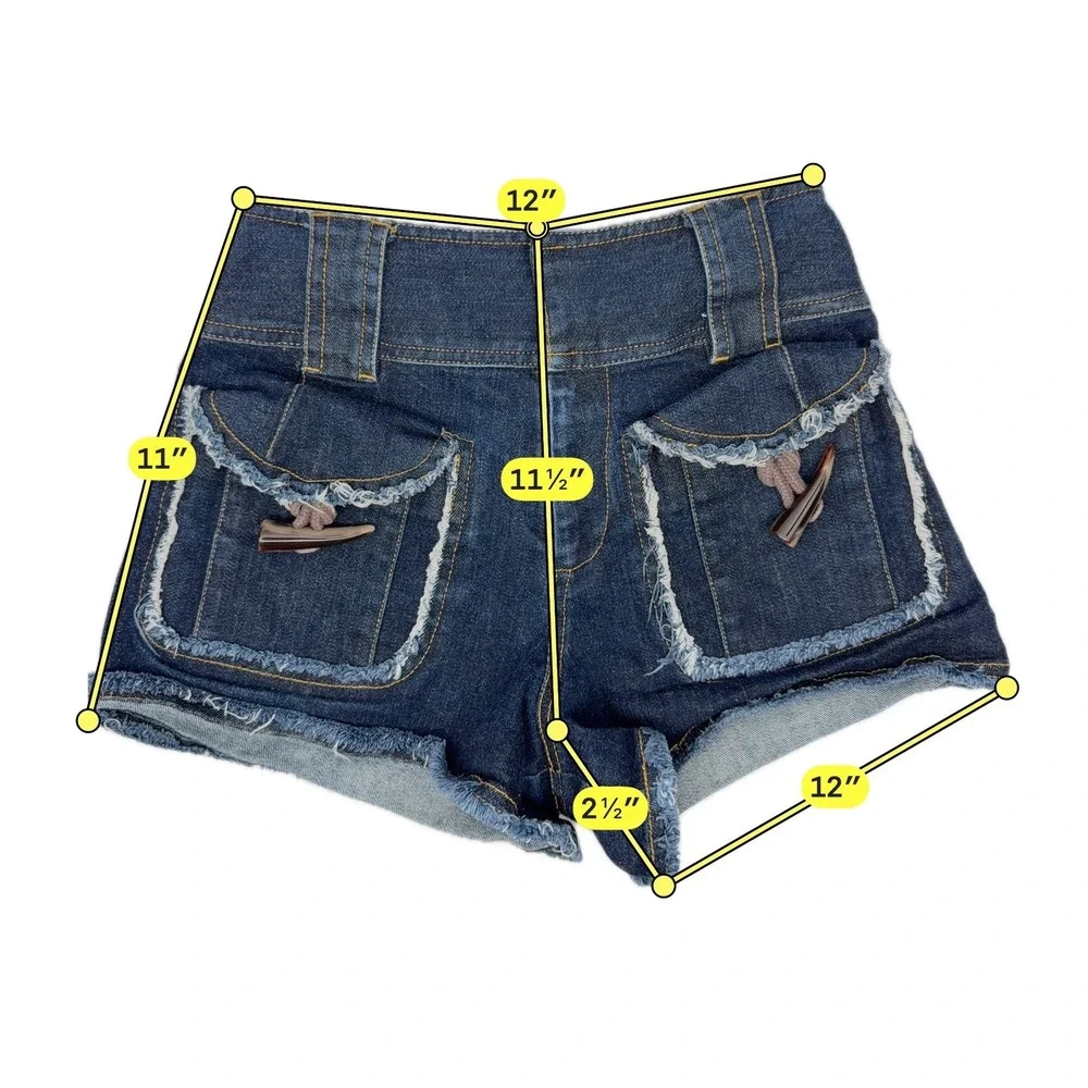 Derek Lam 10 Crosby Denim Shorts Women 0 Blue Toggle Pocket Frayed Hem High Rise - Picture 4 of 10